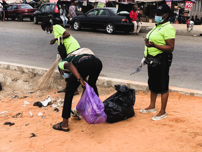 Volunteers sweeping Badagry roads