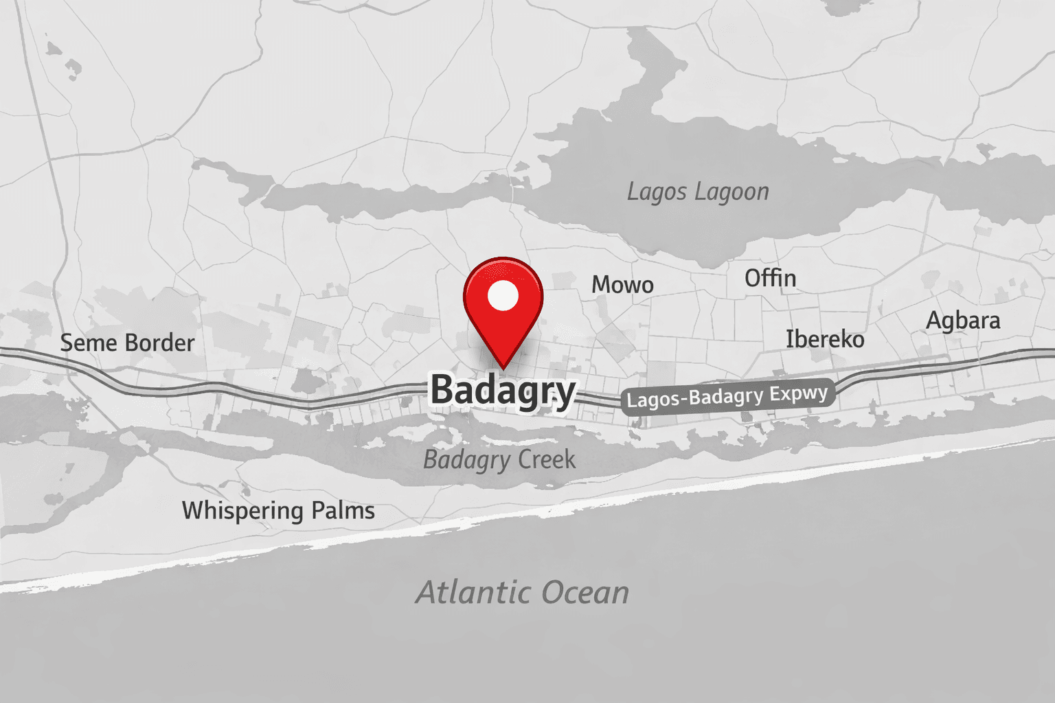Map of Badagry, Lagos State, Nigeria